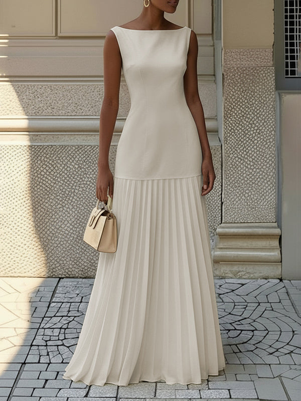 Miriam | Pleated Sleeveless Maxi Dress