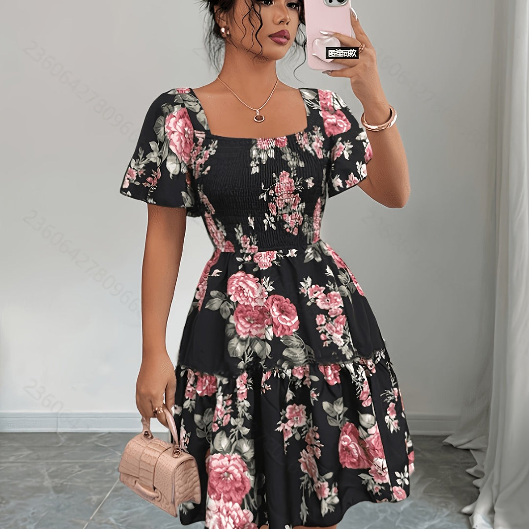 Lorraine | Floral Waist Tie Dress