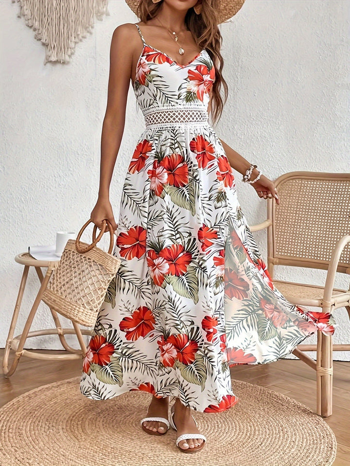 Kimberly | Floral Strappy Split Dress