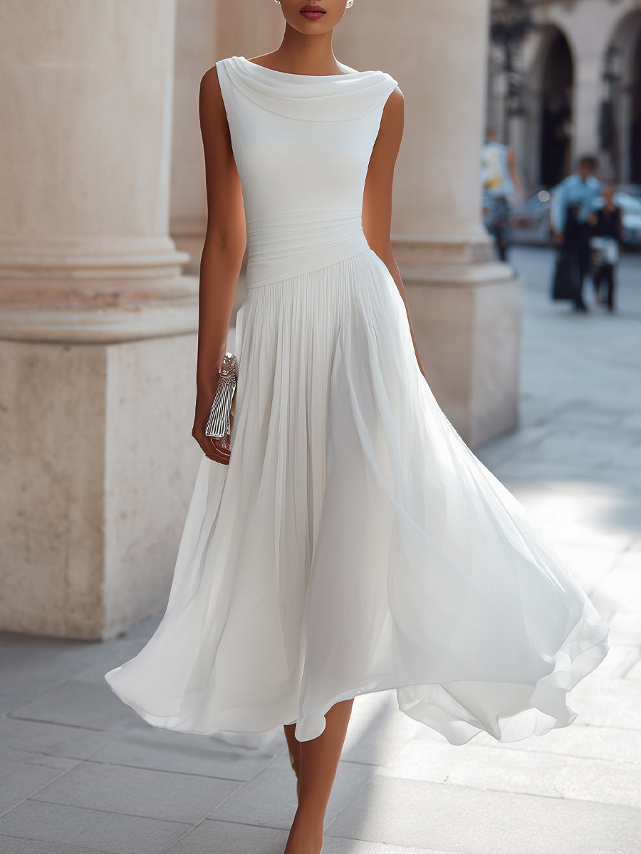 Vivian | Sleeveless Pleated Midi Dress