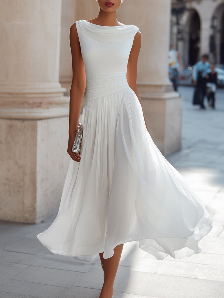 Vivian | Sleeveless Pleated Midi Dress