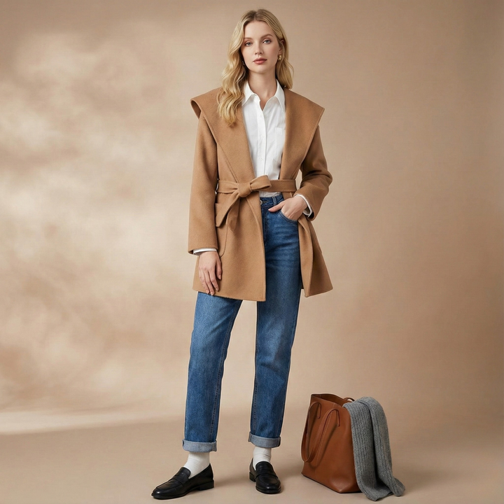 Camel-Hair Long Pointed Coat