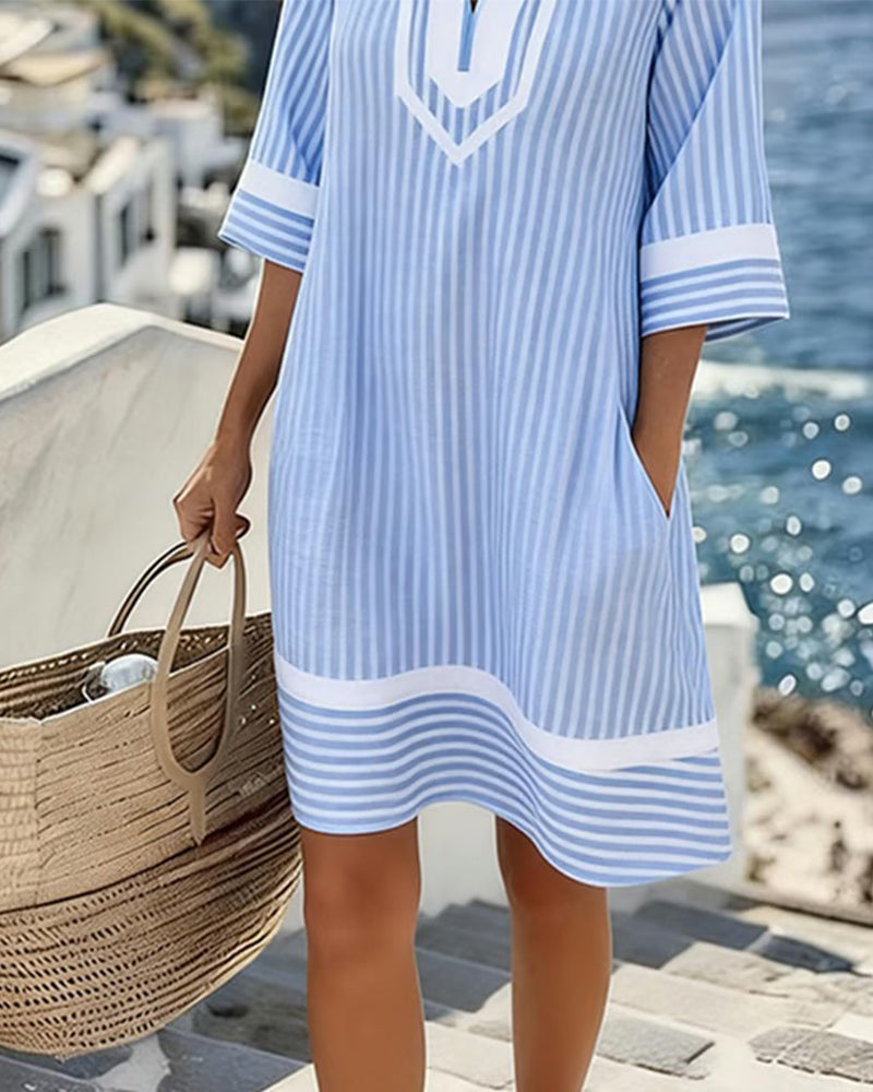 Megan | Striped V-Neck Dress