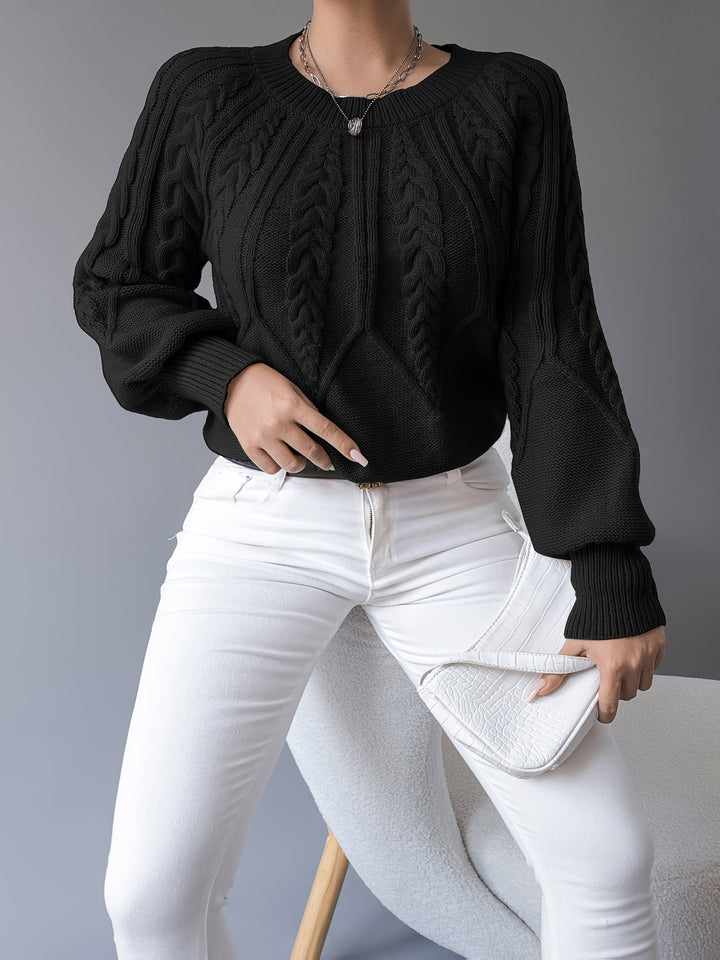 Janet | Chunky Lantern Sleeve Crewneck Sweater