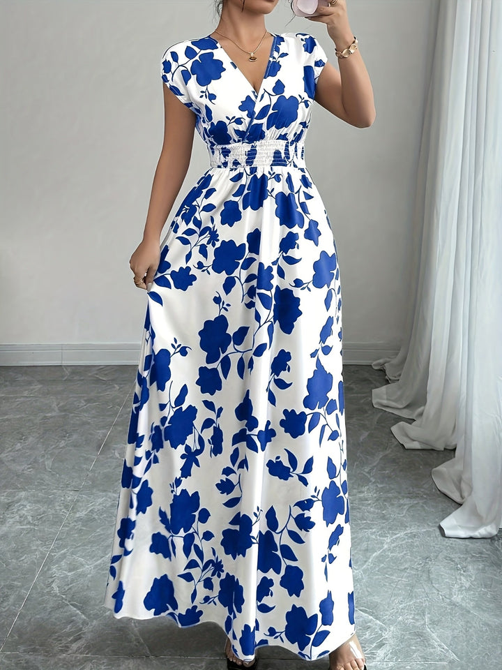 Carly | Floral V-Neck A-Line Maxi Dress