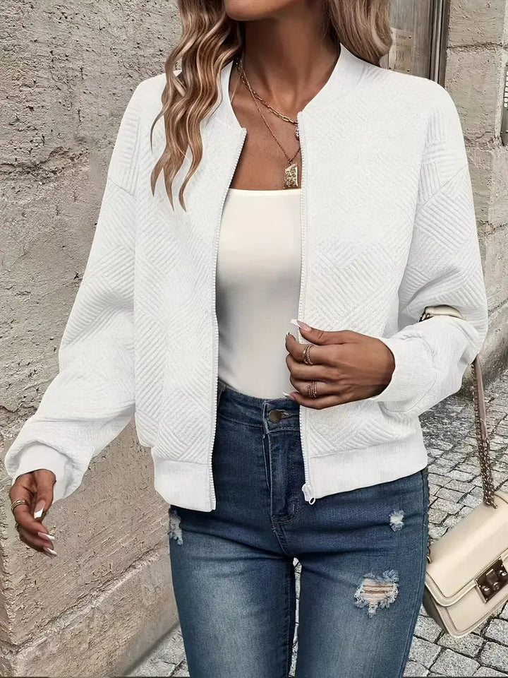 Jessica | Textured Zip-Up Cardigan