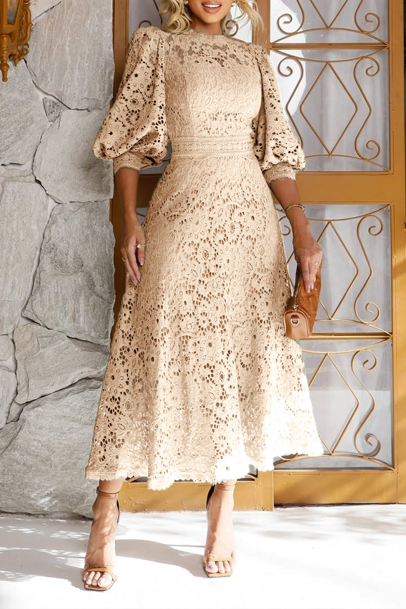 Rita | Lantern Sleeve Midi Dress