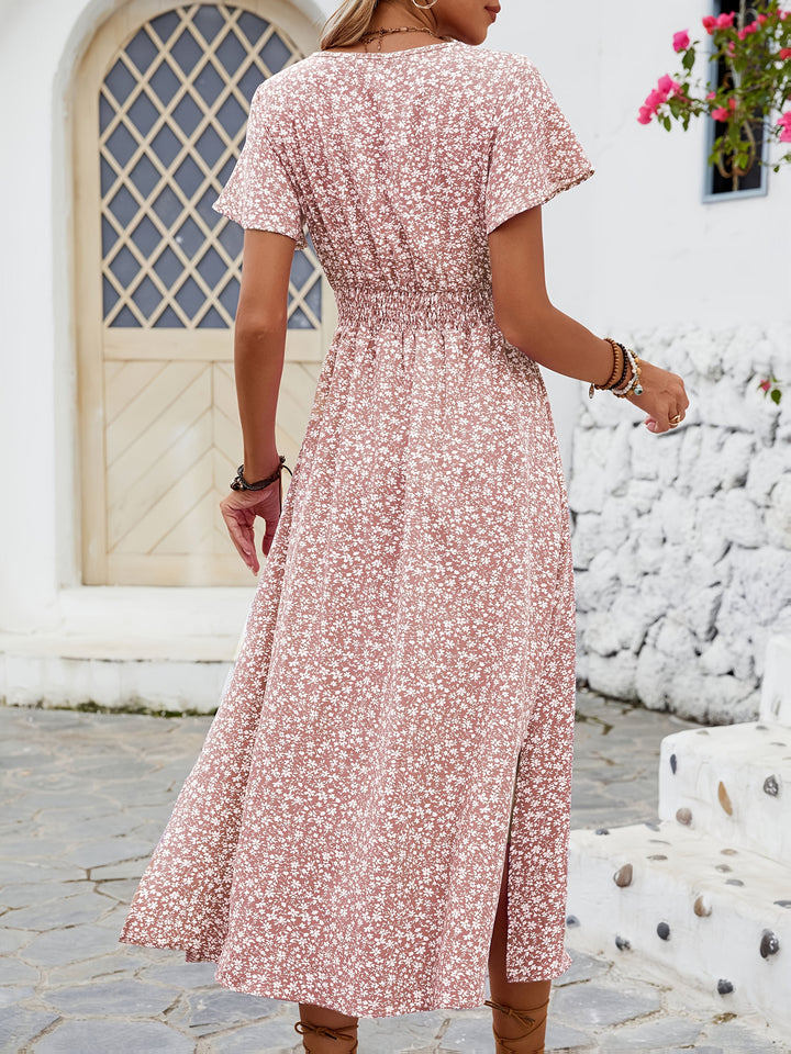 Yvonne | Floral Flutter Sleeve Split Dress