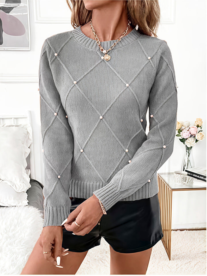 Sierra | Pearl Detail Crew Neck Sweater