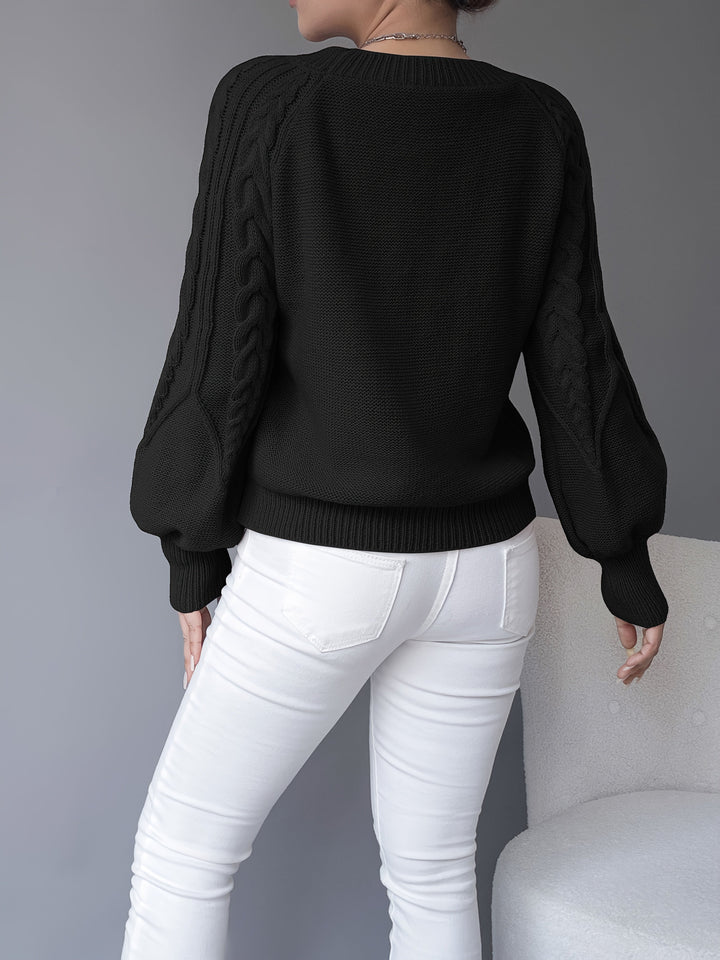Janet | Chunky Lantern Sleeve Crewneck Sweater
