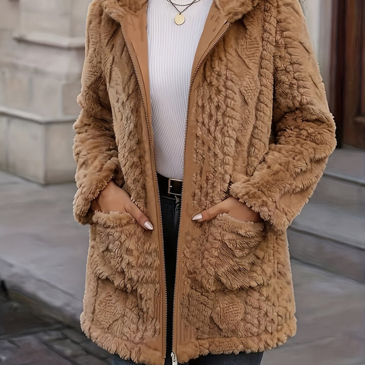 Doris | Longline Plush Zip-Up Hoodie