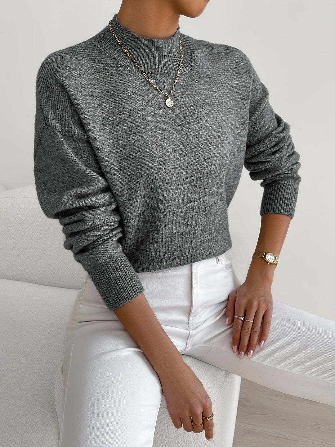 Piper | Drop Shoulder Mock Neck Sweater