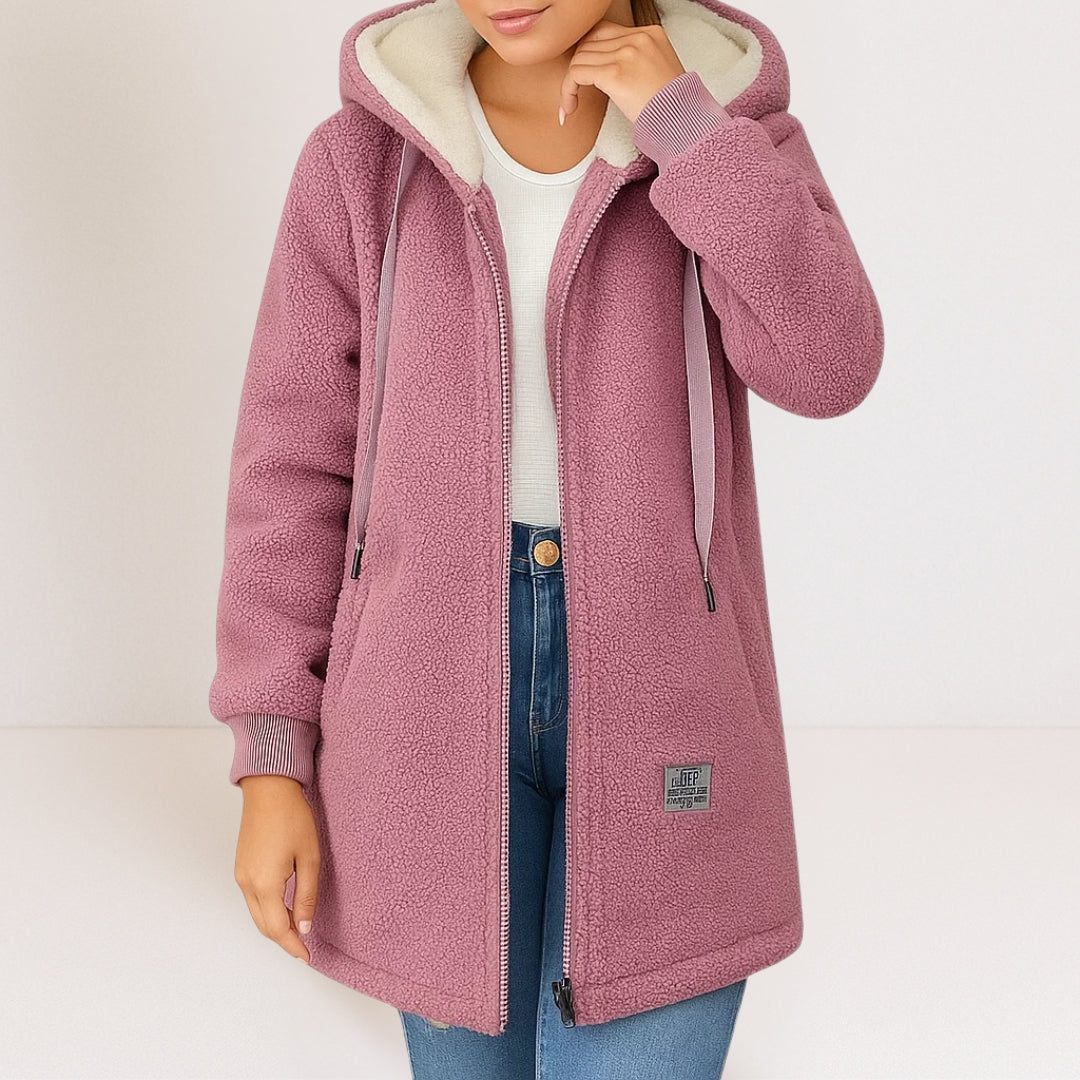 Hooded Zip Front Fleece Jacket