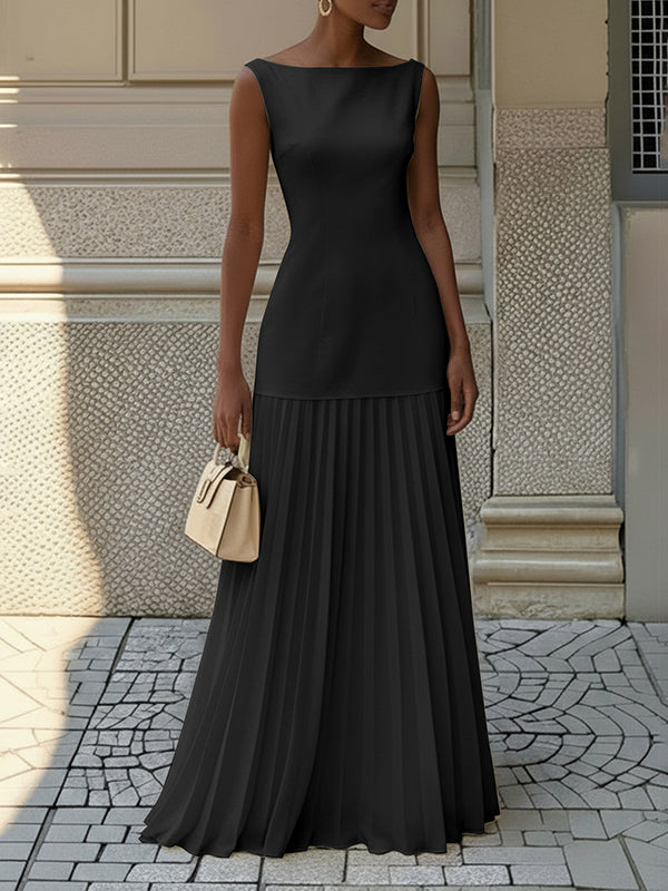 Miriam | Pleated Sleeveless Maxi Dress