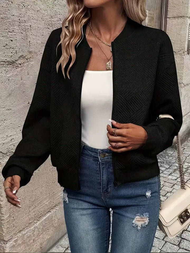 Jessica | Textured Zip-Up Cardigan