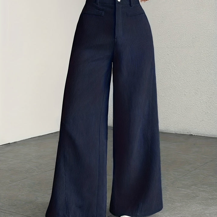 Hoge taille wijde pijp broek voor dames - corduroy textuur casual broek, comfort voor alle seizoenen, machinewasbaar