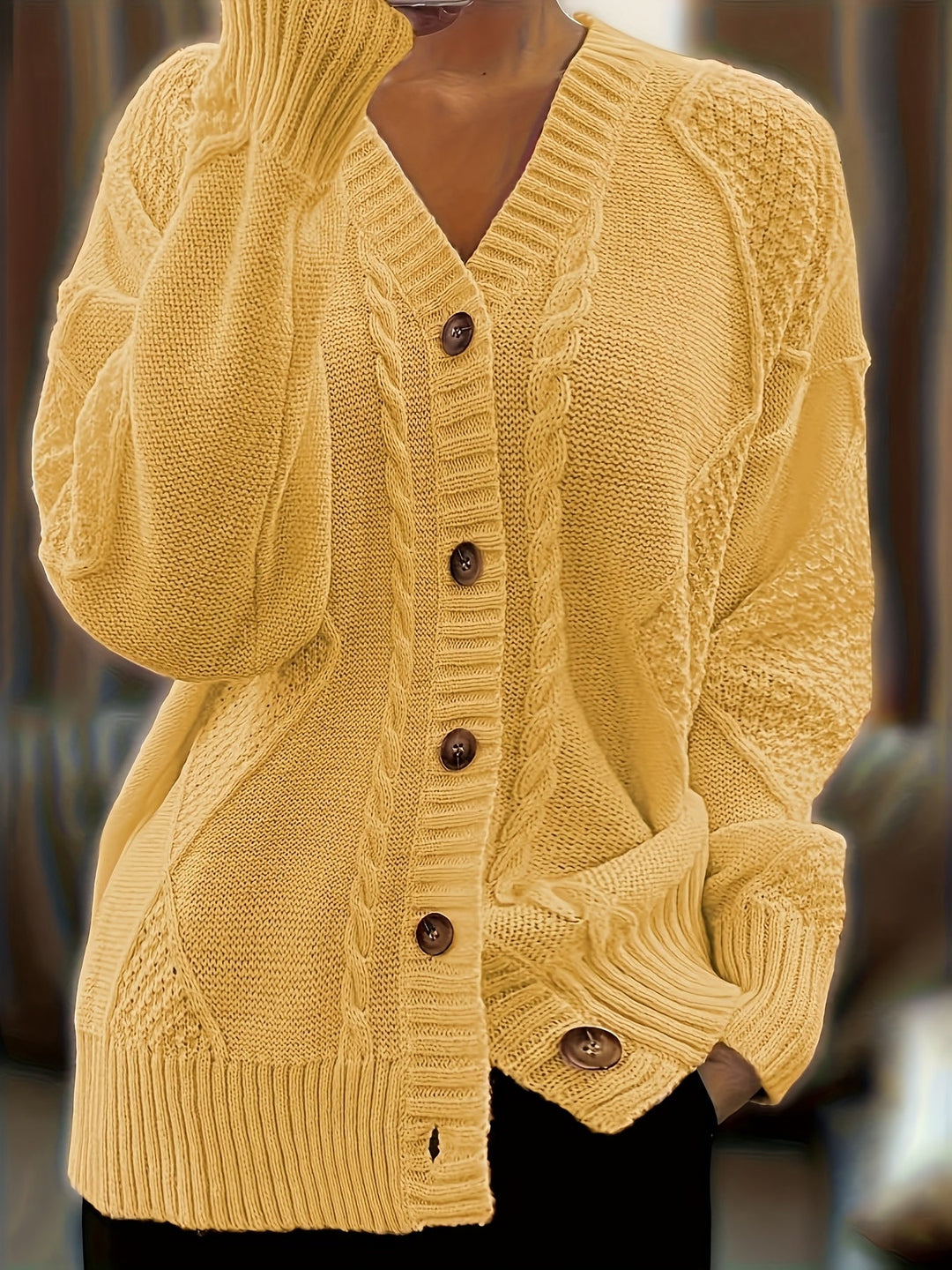 Raven | Cable Knit Button Cardigan