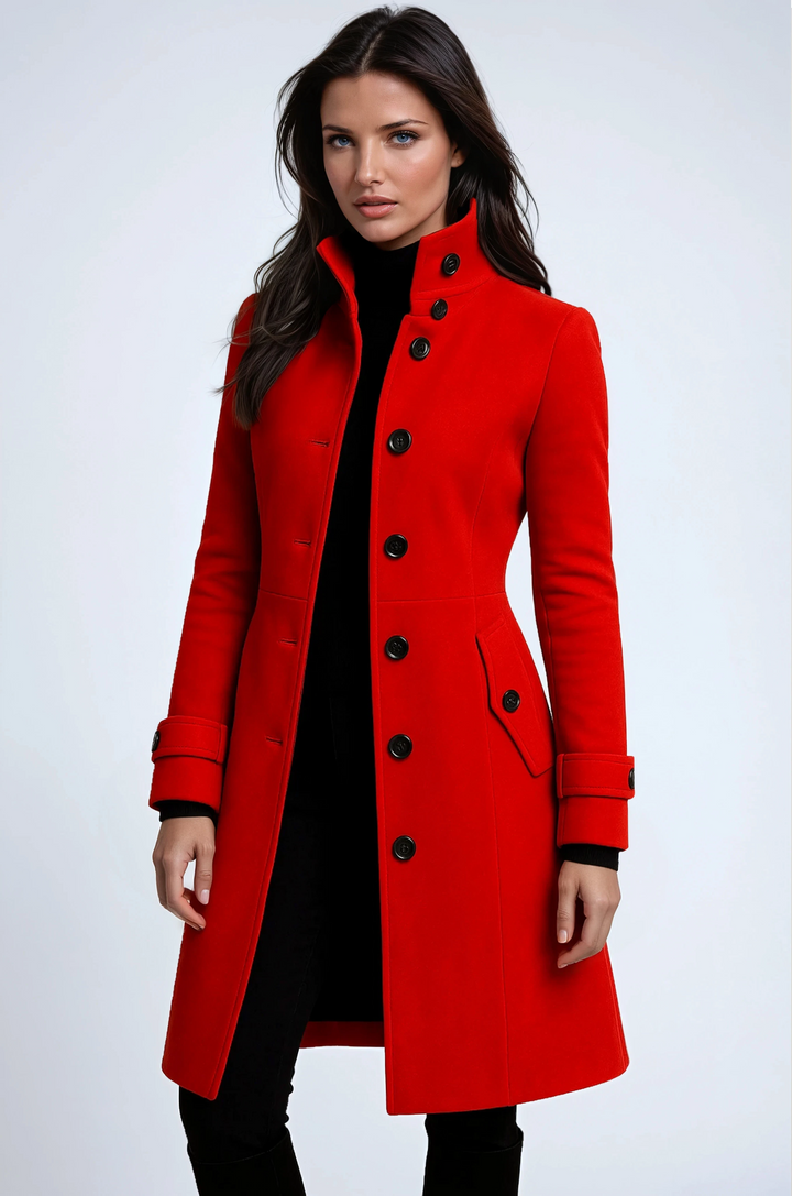 SANDRIA – Abrigo trench de invierno para mujer con cuello alto