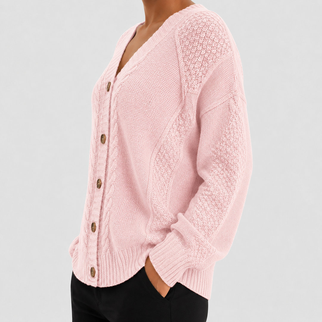 Raven | Cable Knit Button Cardigan