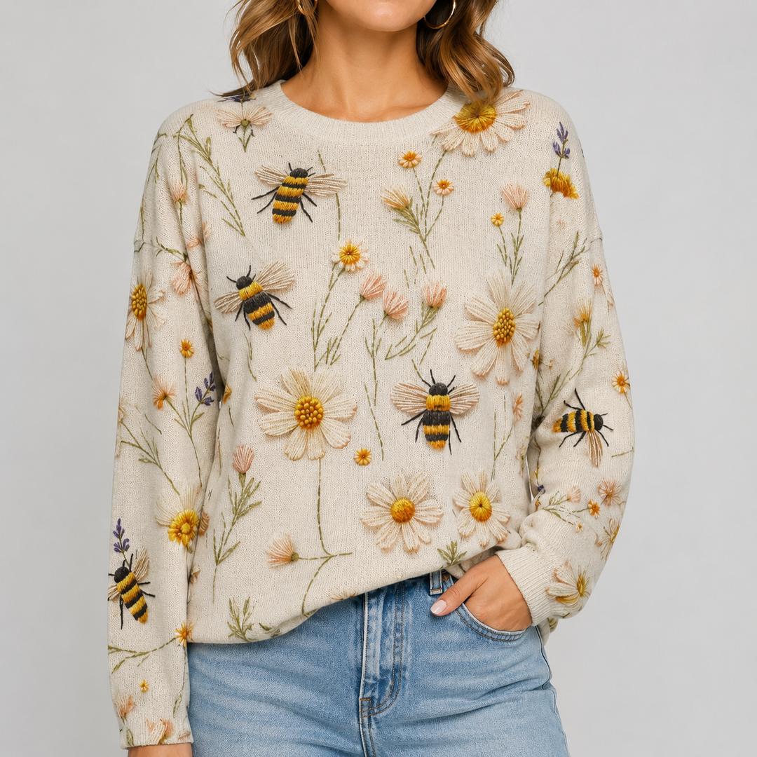 Cheyenne | Bee Print Crew Neck Sweater