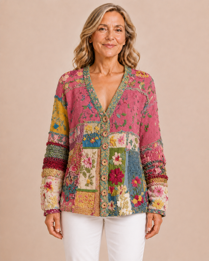 Marianne | Floral Embroidered Patchwork Cardigan