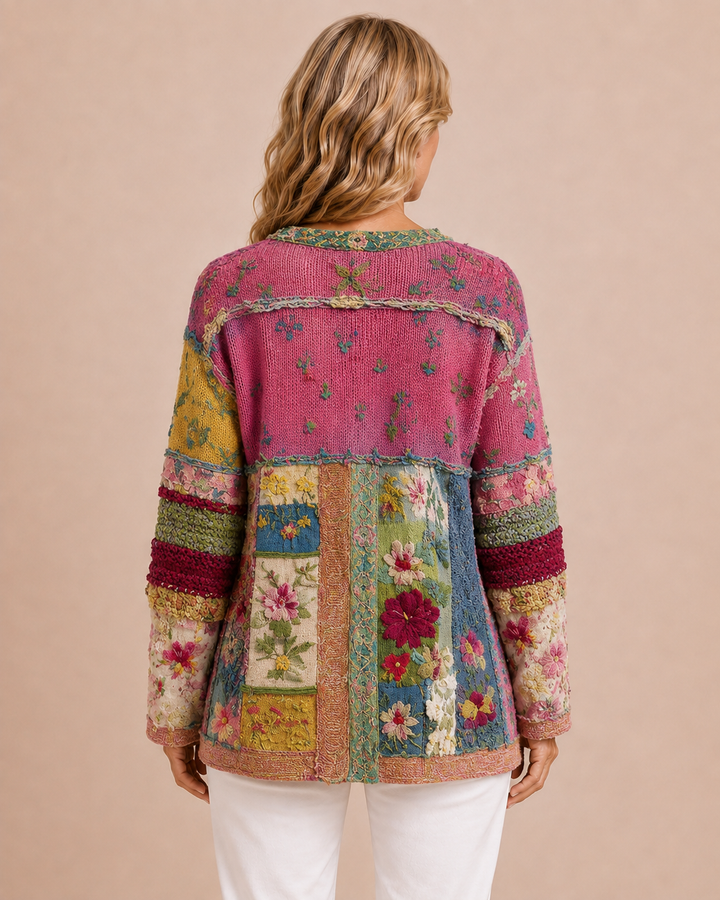 Marianne | Floral Embroidered Patchwork Cardigan