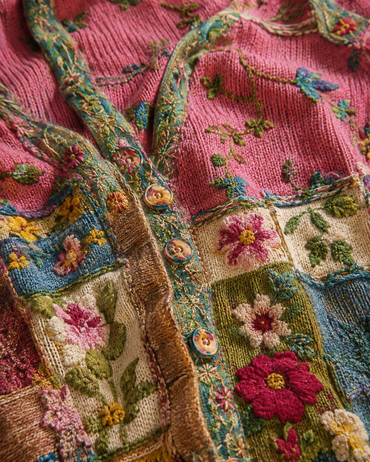 Marianne | Floral Embroidered Patchwork Cardigan