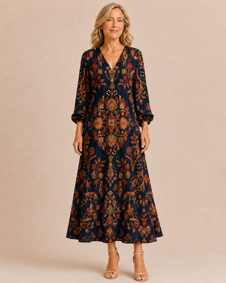 Addison | Linen V-Neck Long Sleeve Dress