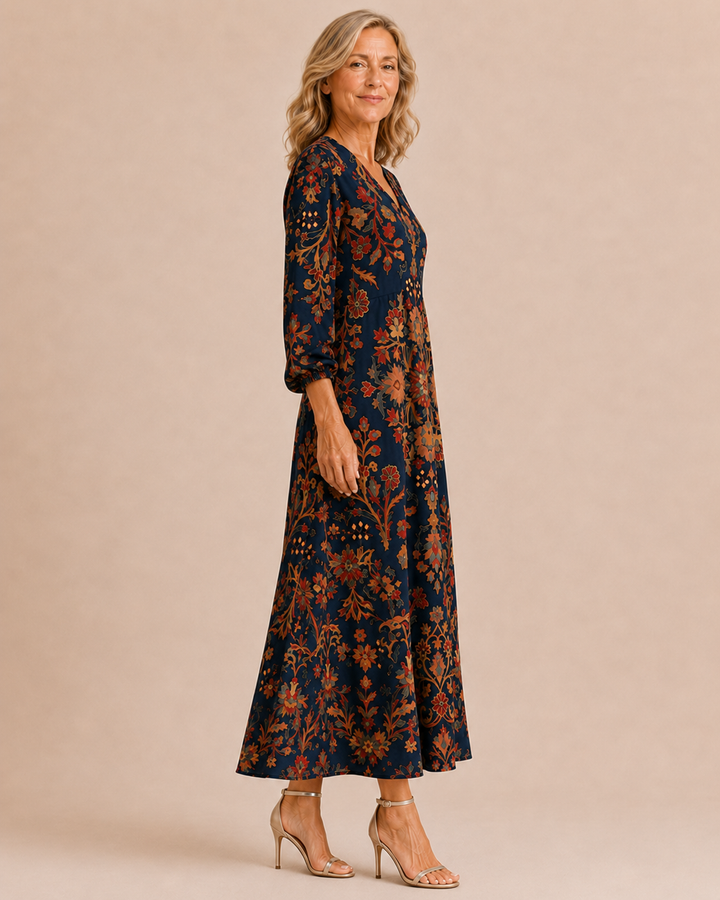 Addison | Linen V-Neck Long Sleeve Dress