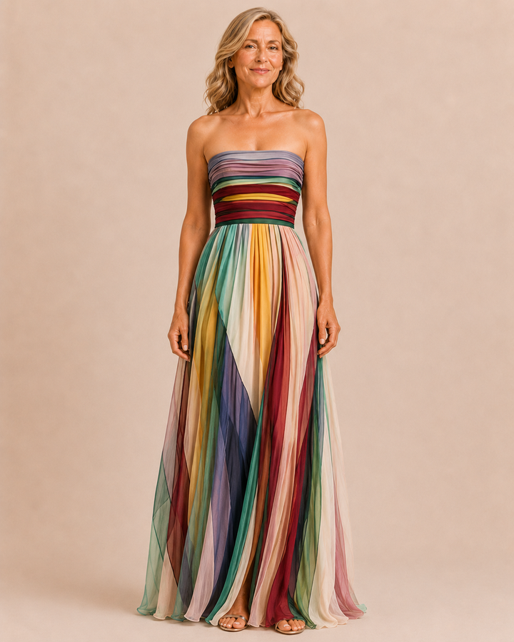 Dolores | Strapless Pleated Maxi Dress
