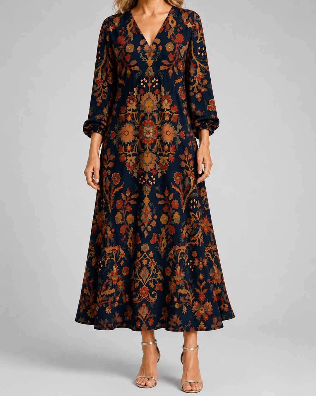 Addison | Linen V-Neck Long Sleeve Dress