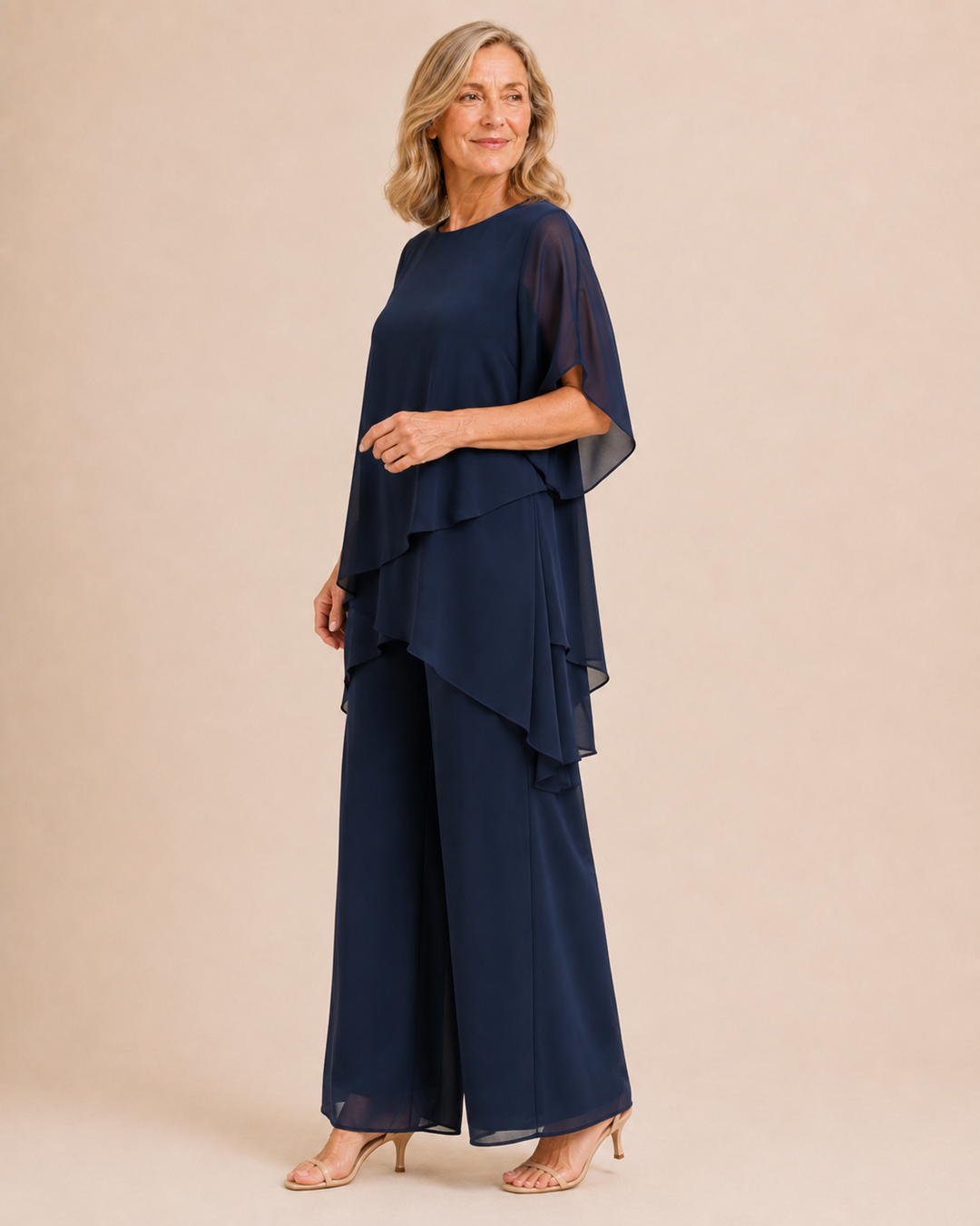 Linda | Suit with Draped Palazzo Pants
