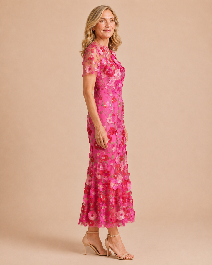 Primrose | Romantic Floral Appliqué Mermaid Evening Gown