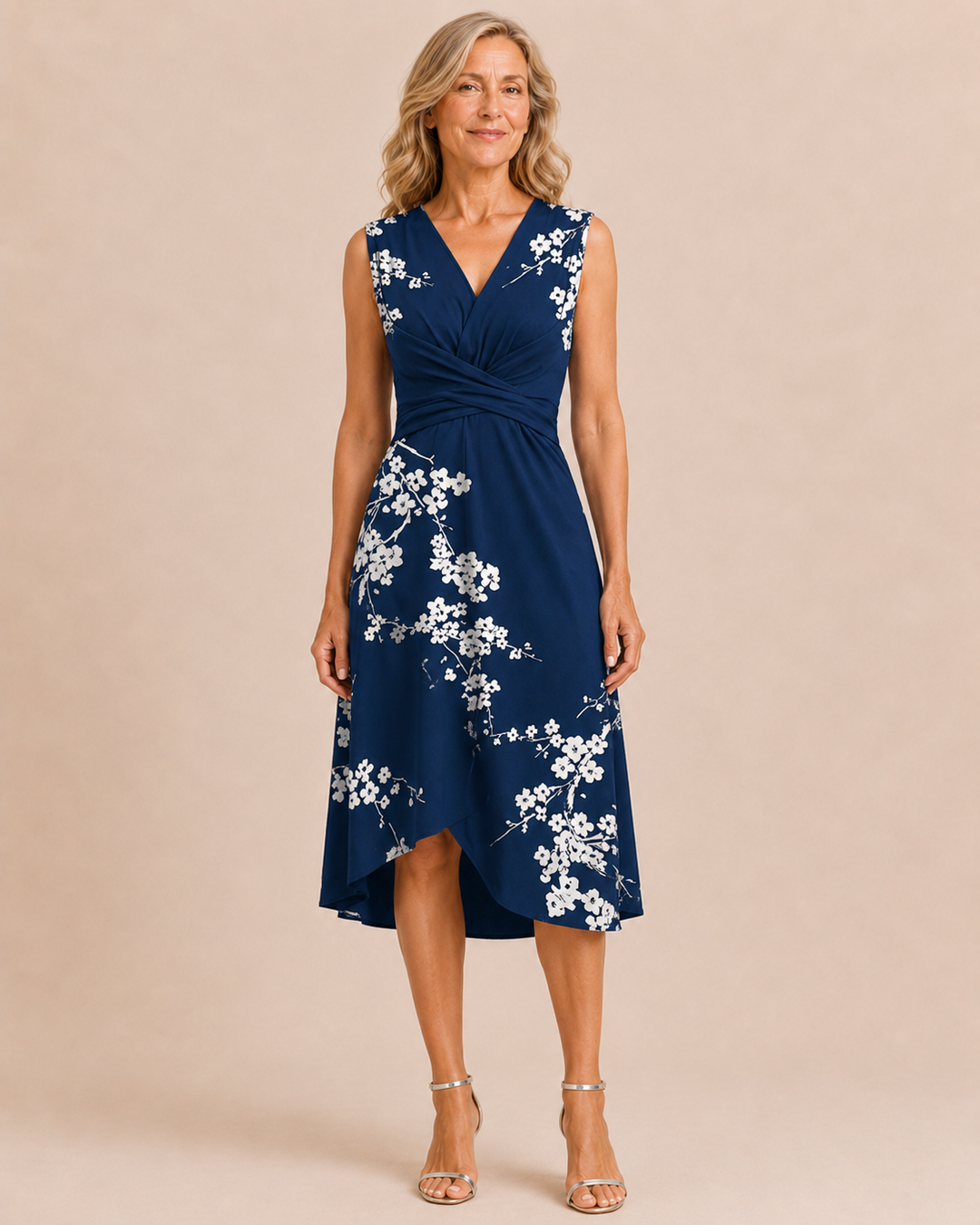 Athena | Elegant Ruched Sleeveless Midi Dress
