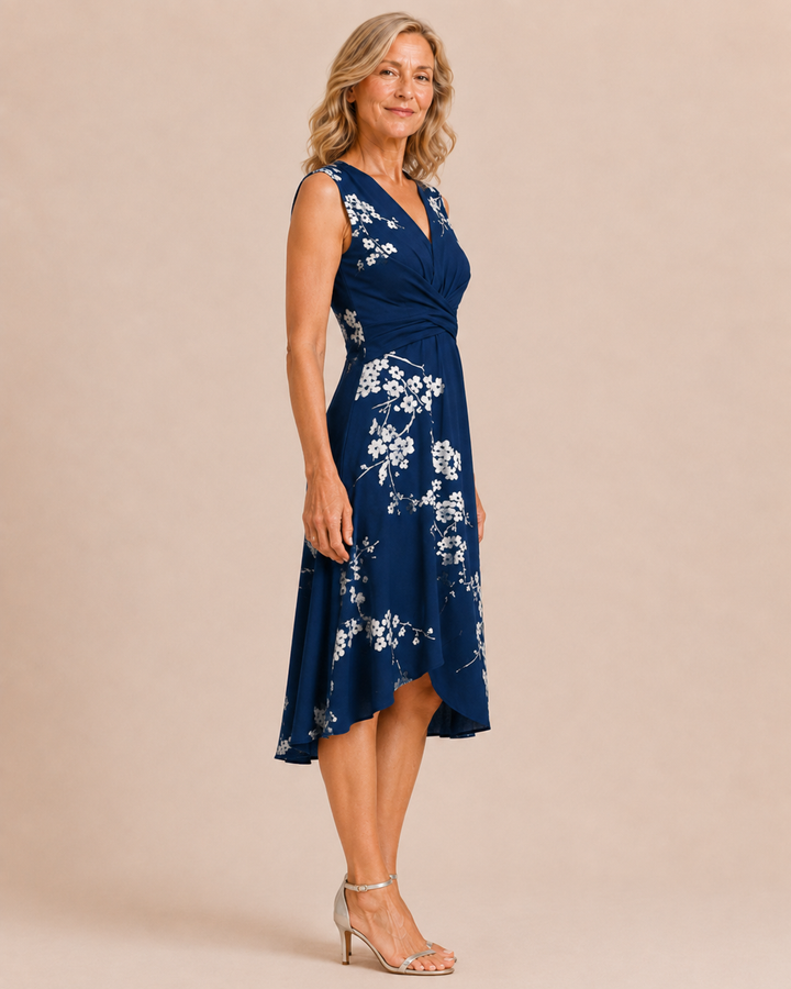 Athena | Elegant Ruched Sleeveless Midi Dress