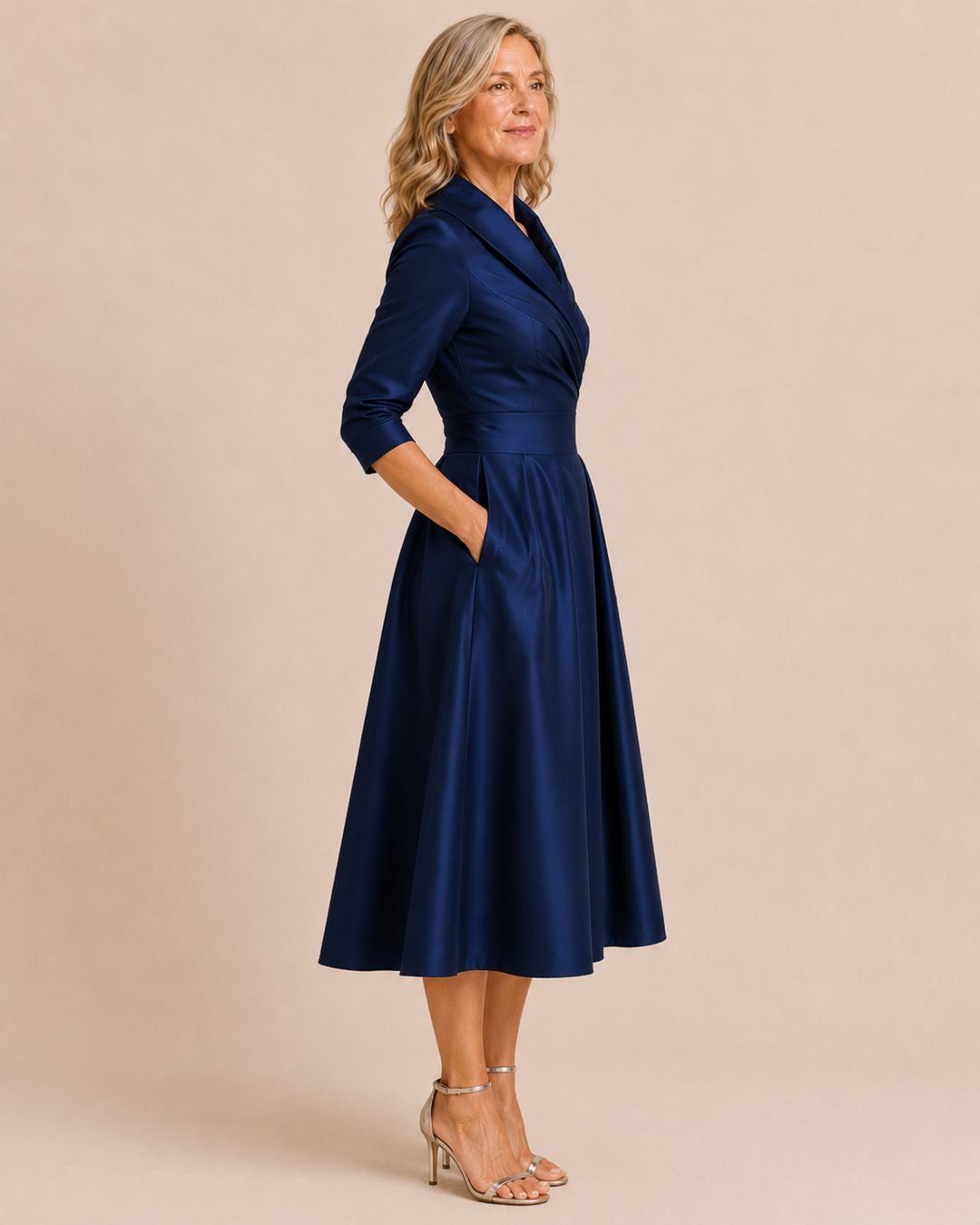 Evelyn | Portrait Collar Midi Dress