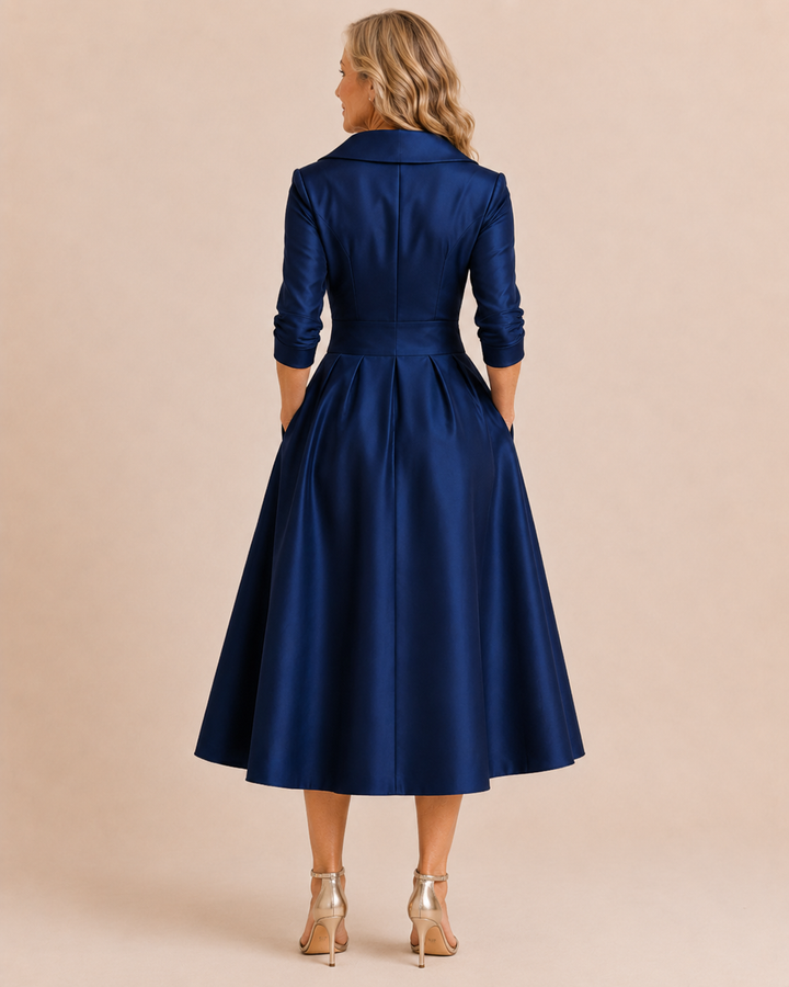 Evelyn | Portrait Collar Midi Dress
