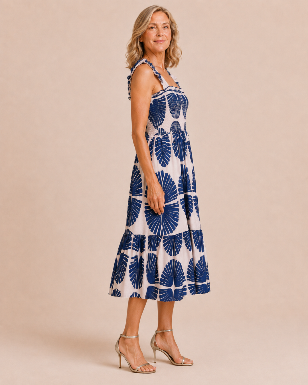 Delaney | Tiered Abstract Print Midi Dress