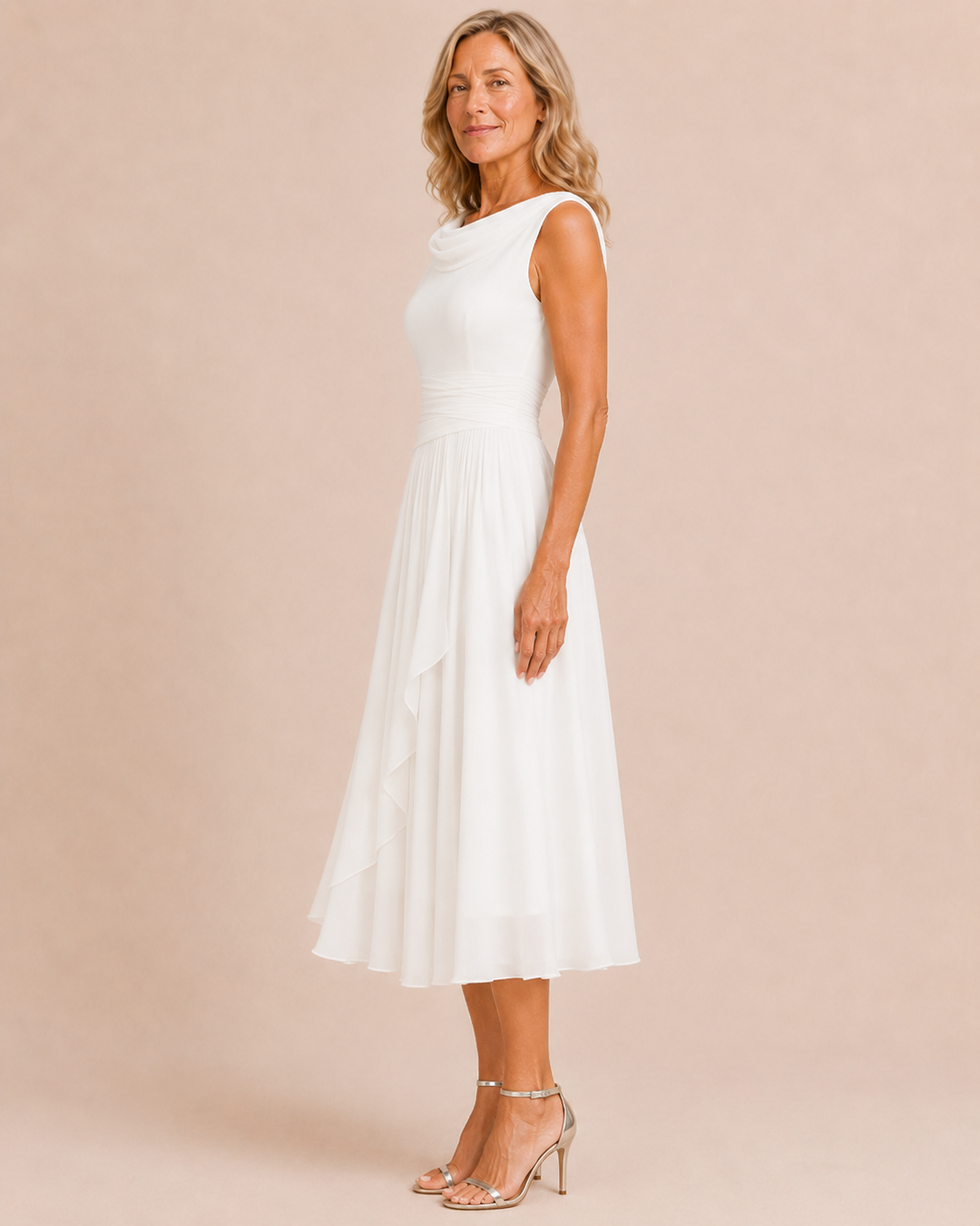 Vivian | Sleeveless Pleated Midi Dress