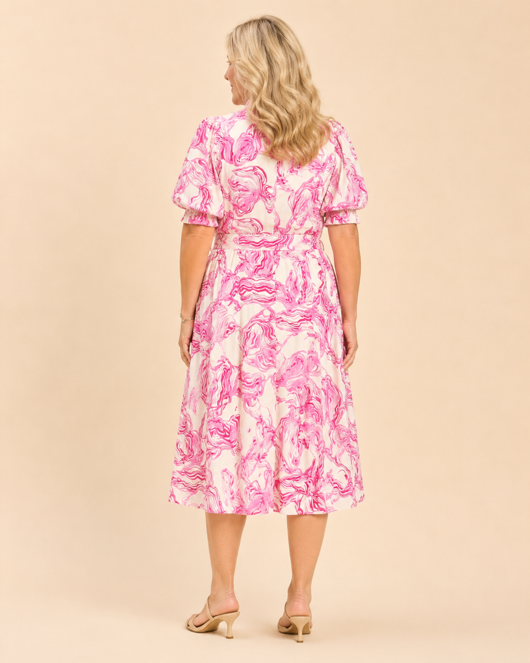 Willa | Abstract Print Smocked Midi Dress