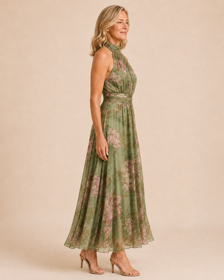 Frances | Gathered Halter Midi Dress