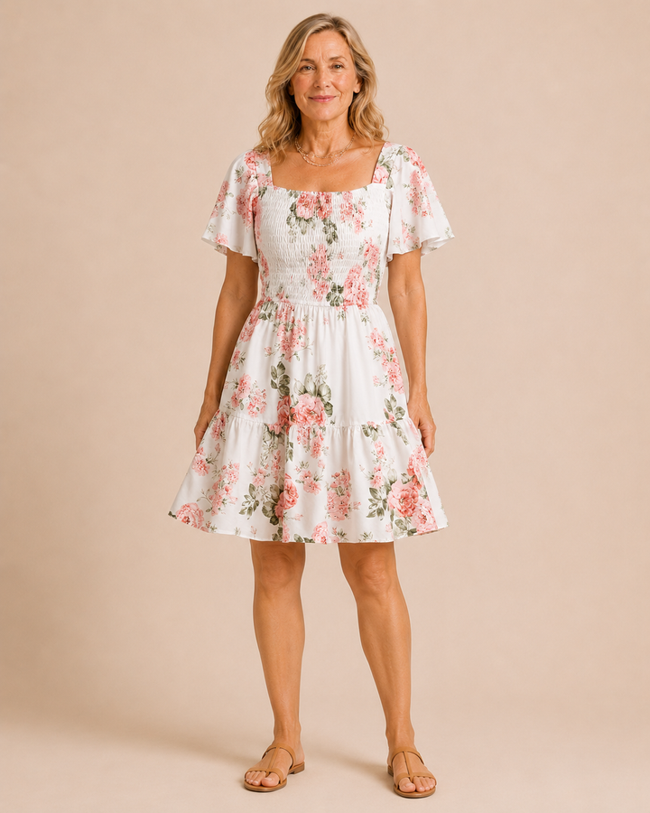 Lorraine | Floral Waist Tie Dress