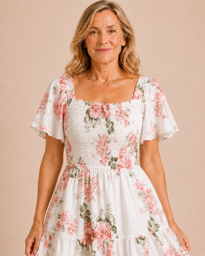 Lorraine | Floral Waist Tie Dress