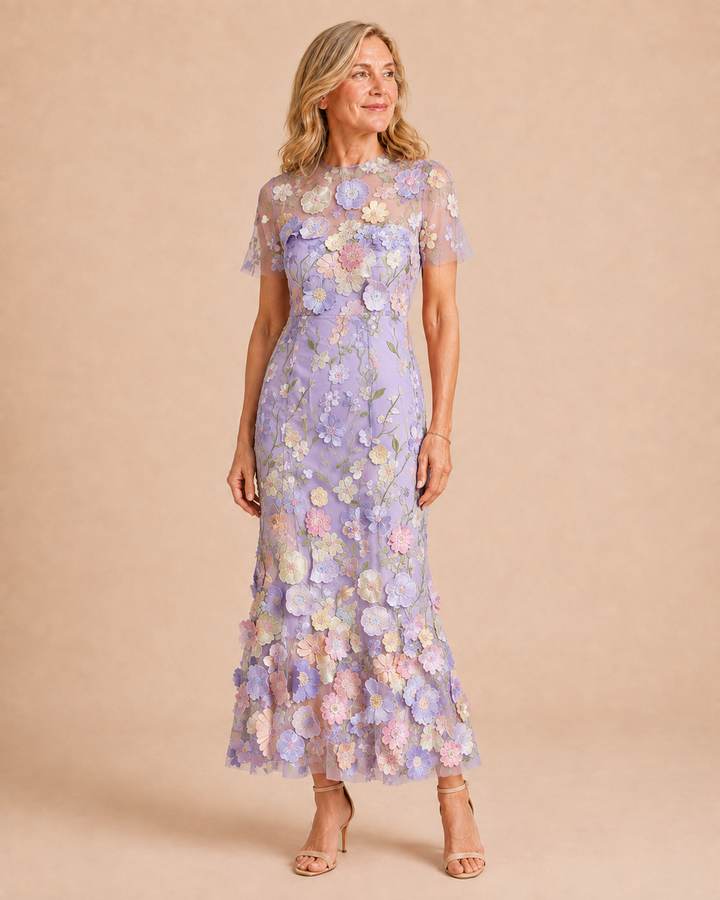 Primrose | Romantic Floral Appliqué Mermaid Evening Gown