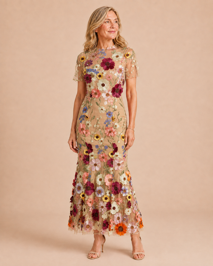 Primrose | Romantic Floral Appliqué Mermaid Evening Gown
