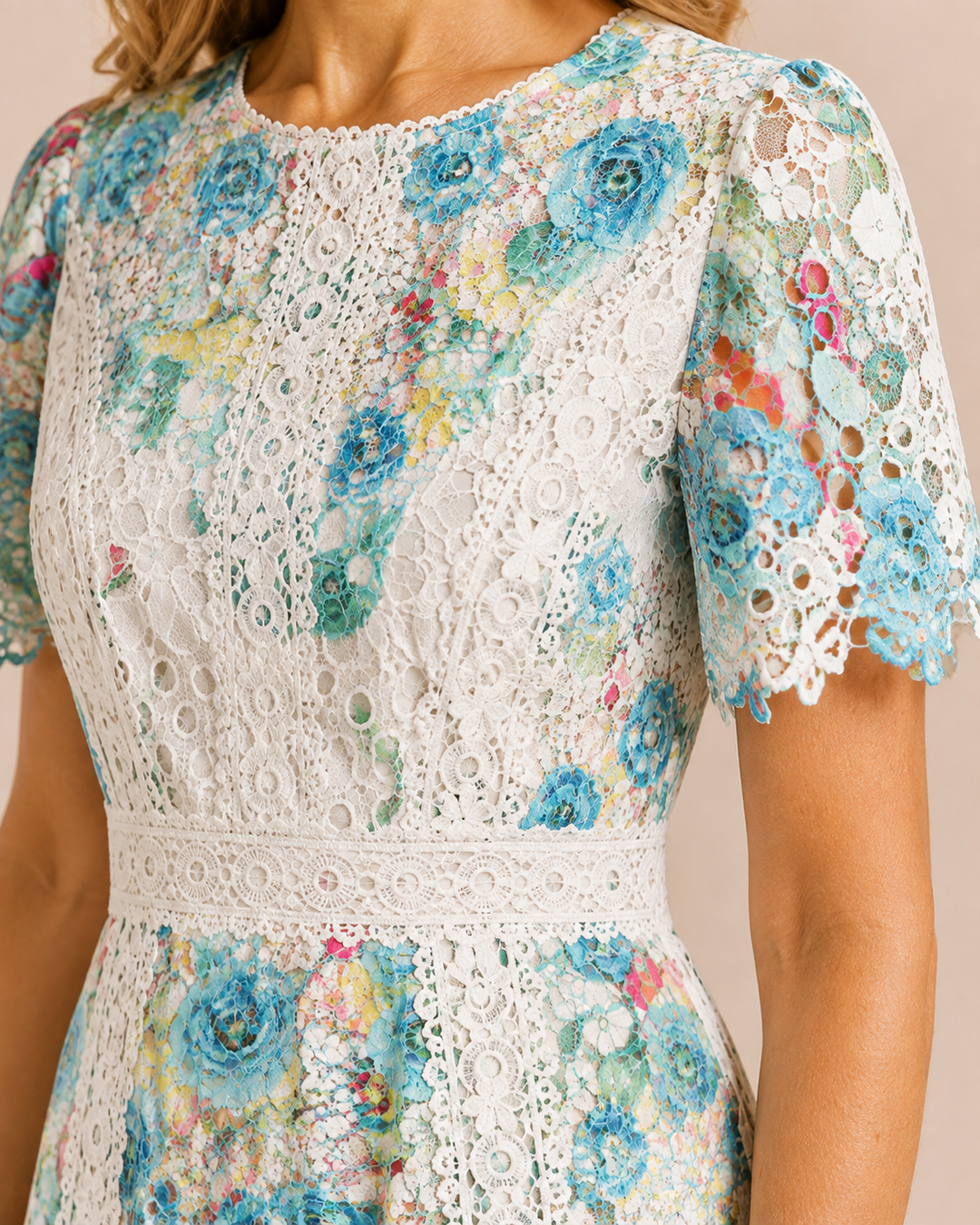 Rosalyn | Openwork Lace Fitted Midi Dress