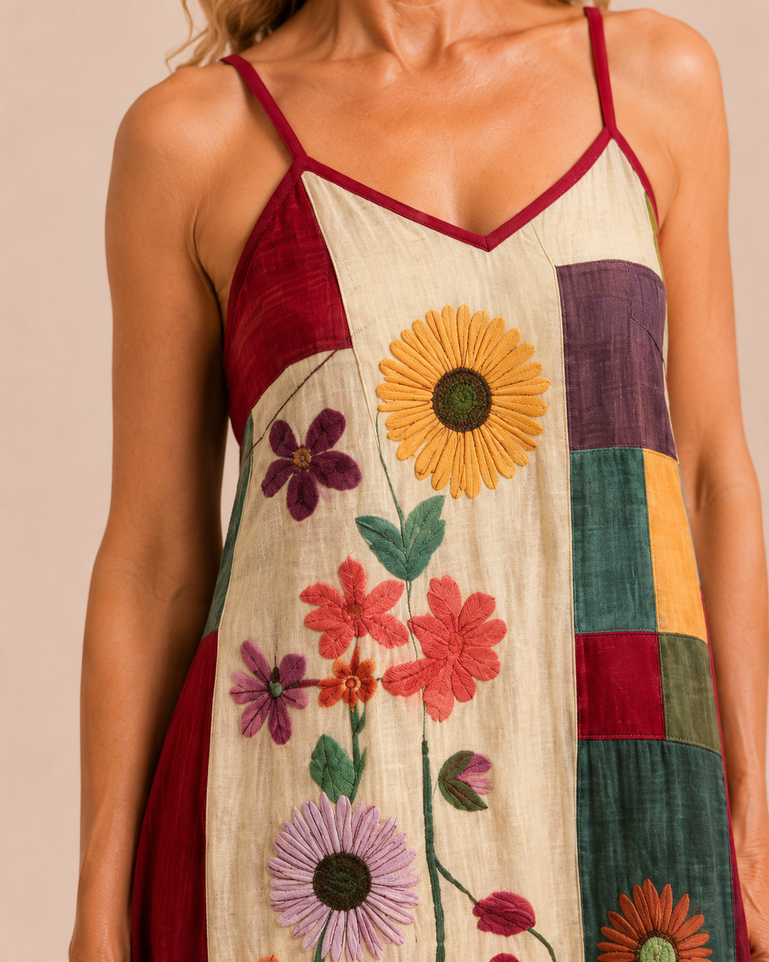 Devon | Patchwork Suspender Maxi Dress
