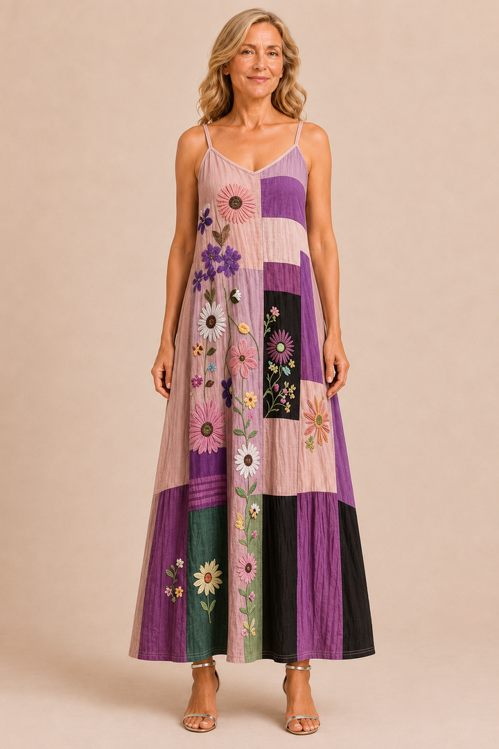 Devon | Patchwork Suspender Maxi Dress