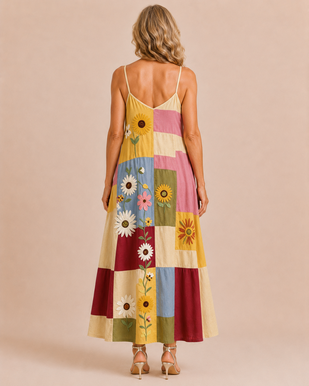 Devon | Patchwork Suspender Maxi Dress