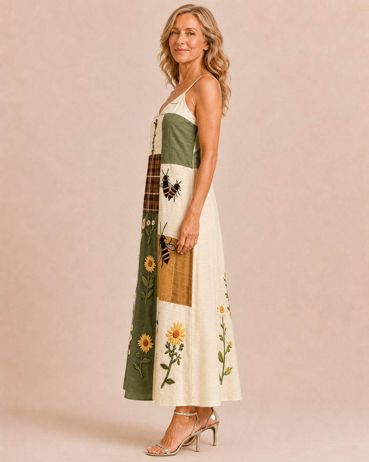 Devon | Patchwork Suspender Maxi Dress